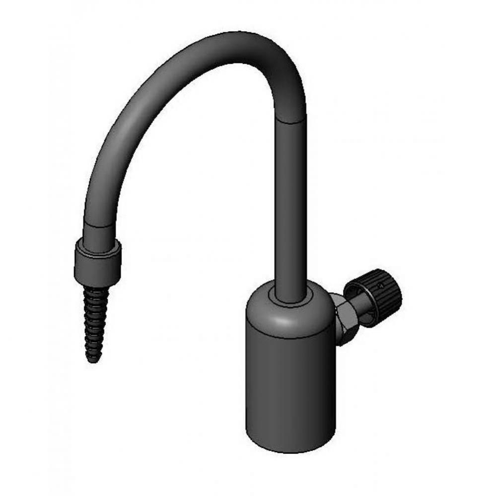 Lab Faucet, Single Control, Grey PVC, Rigid Gooseneck, Serrated Tip, 1/2'' NPT Female In
