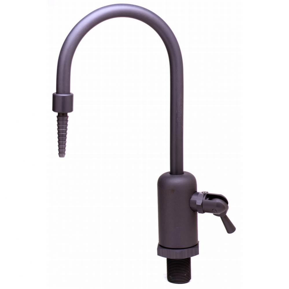 Lab Faucet, Dual-Control Handle, Gray PVC, Rigid Gooseneck, Serrated Tip, 3/8''Female In