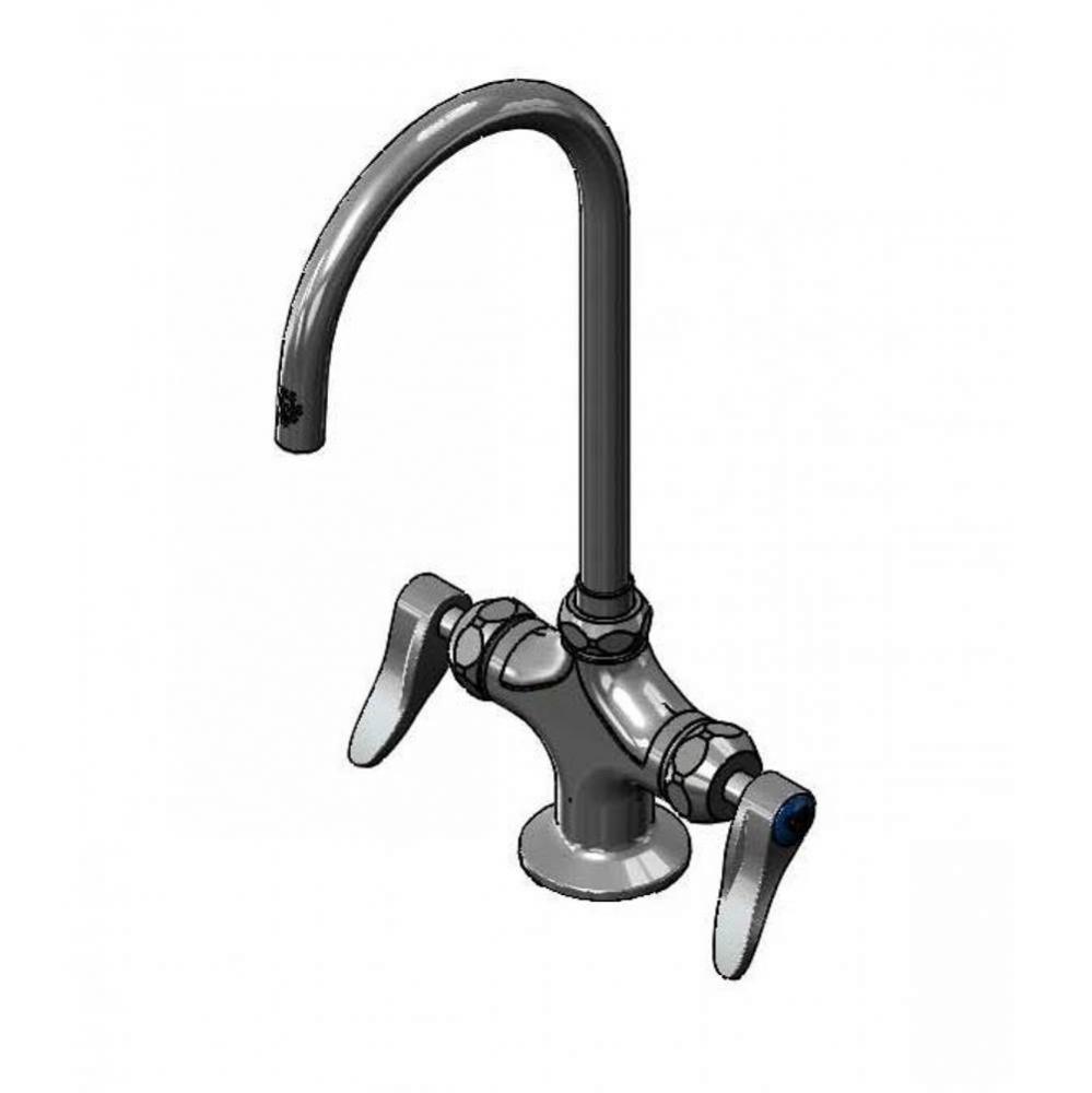 Double Pantry Faucet, Single Hole, Ceramas, 133XP-F15 Swivel Gooseneck, Lever Handles