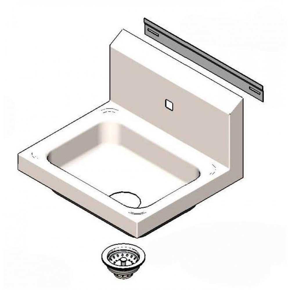 Hand Wash Sink w/ Backsplash, Drain Assembly and Mounting Bracket