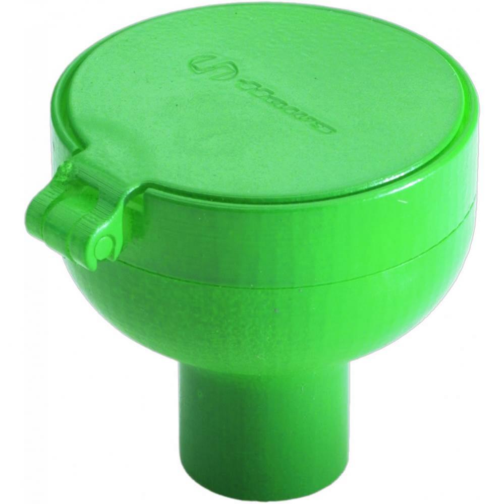 Eyewash Head, Flow Control, Flip-Top Cover GREEN PLASTIC