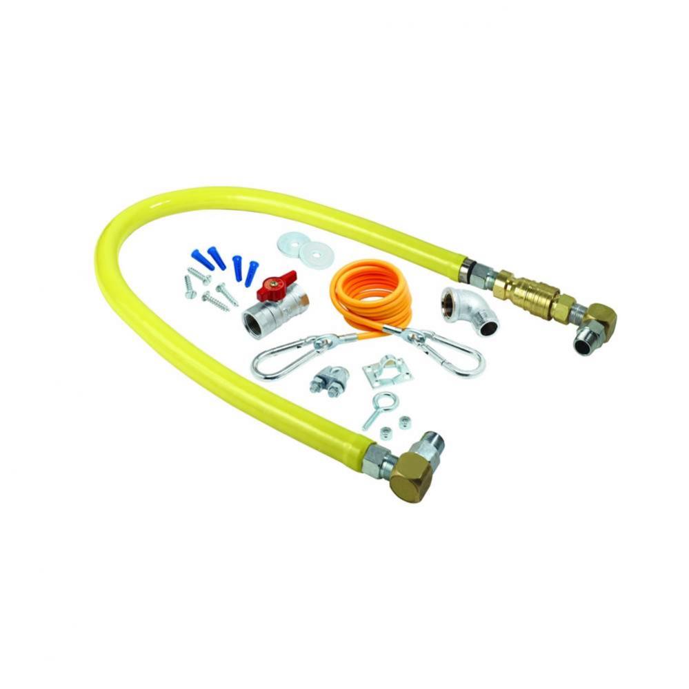 Gas Hose w/Quick Disconnect, 3/4'' NPT, 36'' Long, Installation Kit and SwiveL