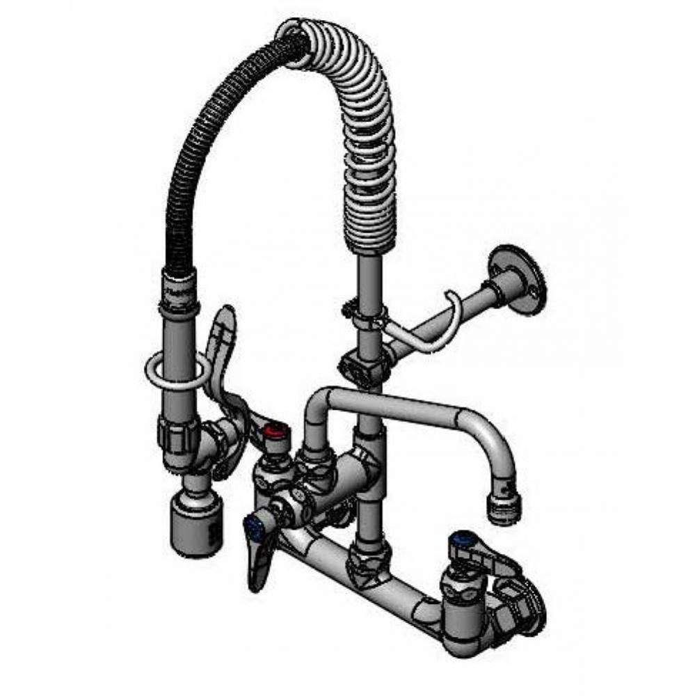 Mini PRU 8'' Wall Mount Faucet w/ B-0107-C, 8'' Swivel Nozzle, Lever Handles,