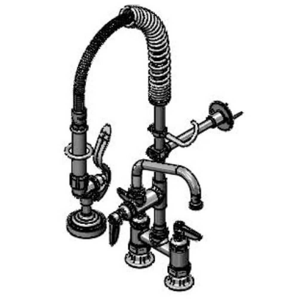 Mini-PRU: 4'' Deck Mount Faucet, B-0107, 6'' Swing Nozzle, Lever Handles, Wall