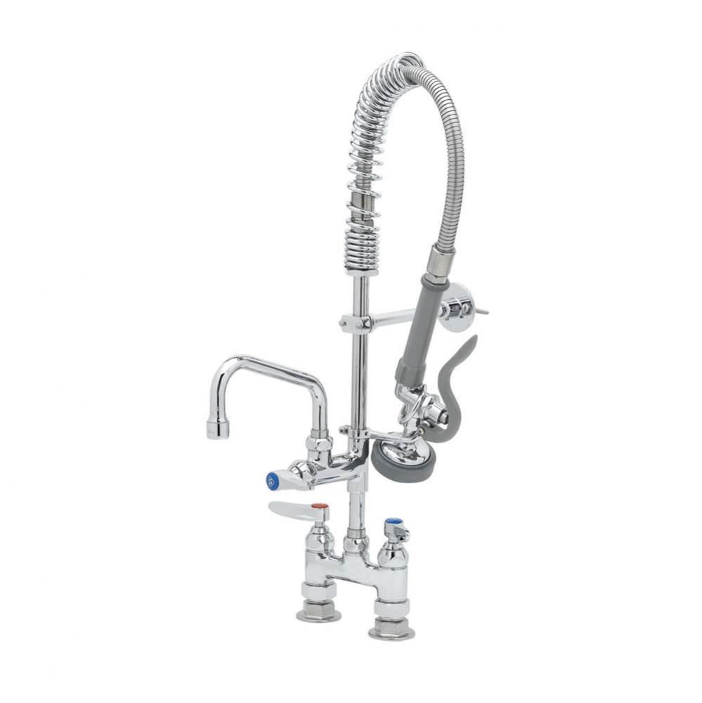 Mini-PRU: 4'' Deck Mount Faucet, B-0107, 6'' Swing Nozzle, Lever Handles, Wall