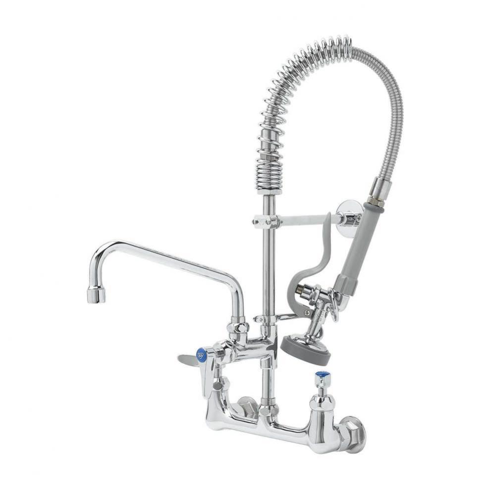 Mini-Pre-Rinse unit: 8'' Wall Mount, B-0107, 8'' Swivel Nozzle, Ceramas, Lever