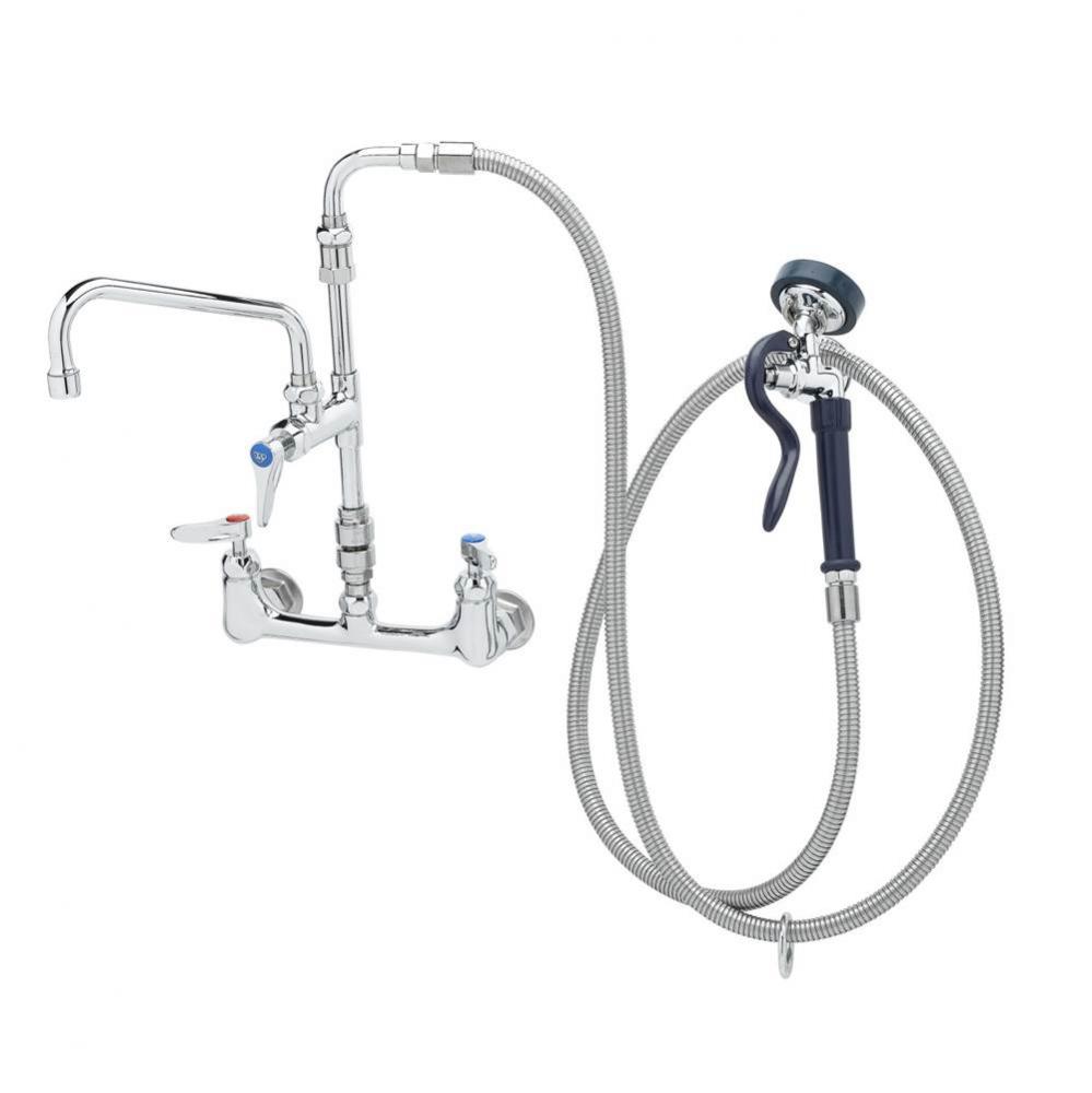 Pet Grooming: 8'' Wall Mount, Ceramas, Vac Breaker, 96'' SS Hose, EB-0107-035,