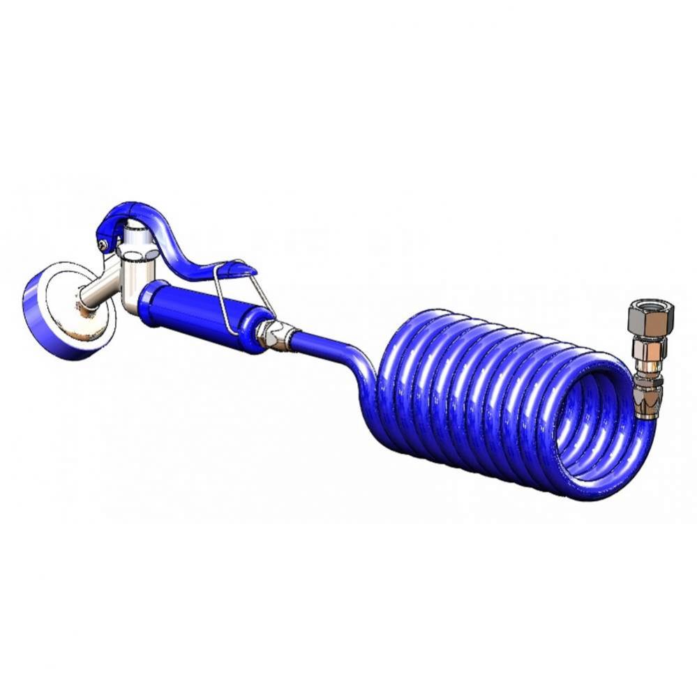 Pet Groom Aluminum Angled Spray Valve, Coiled Hose, Female Adapter to 1/2'' NPT Male Thr