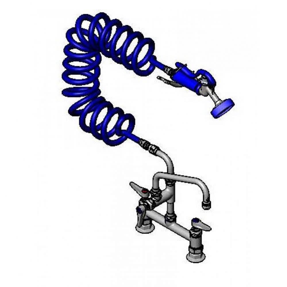 Pet Grooming Faucet, Deck 8'' Centers, Aluminum Spray Valve, Coiled Hose, 8''