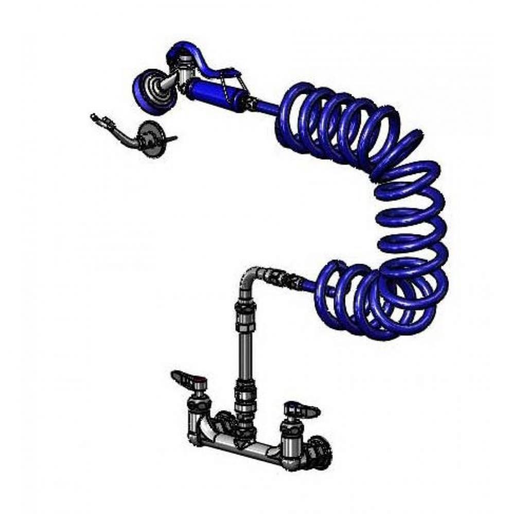 Pet Grooming: 8'' Wall Mount, Ceramas, VB, 9' Coiled Hose, Angled Blue Spray Valve