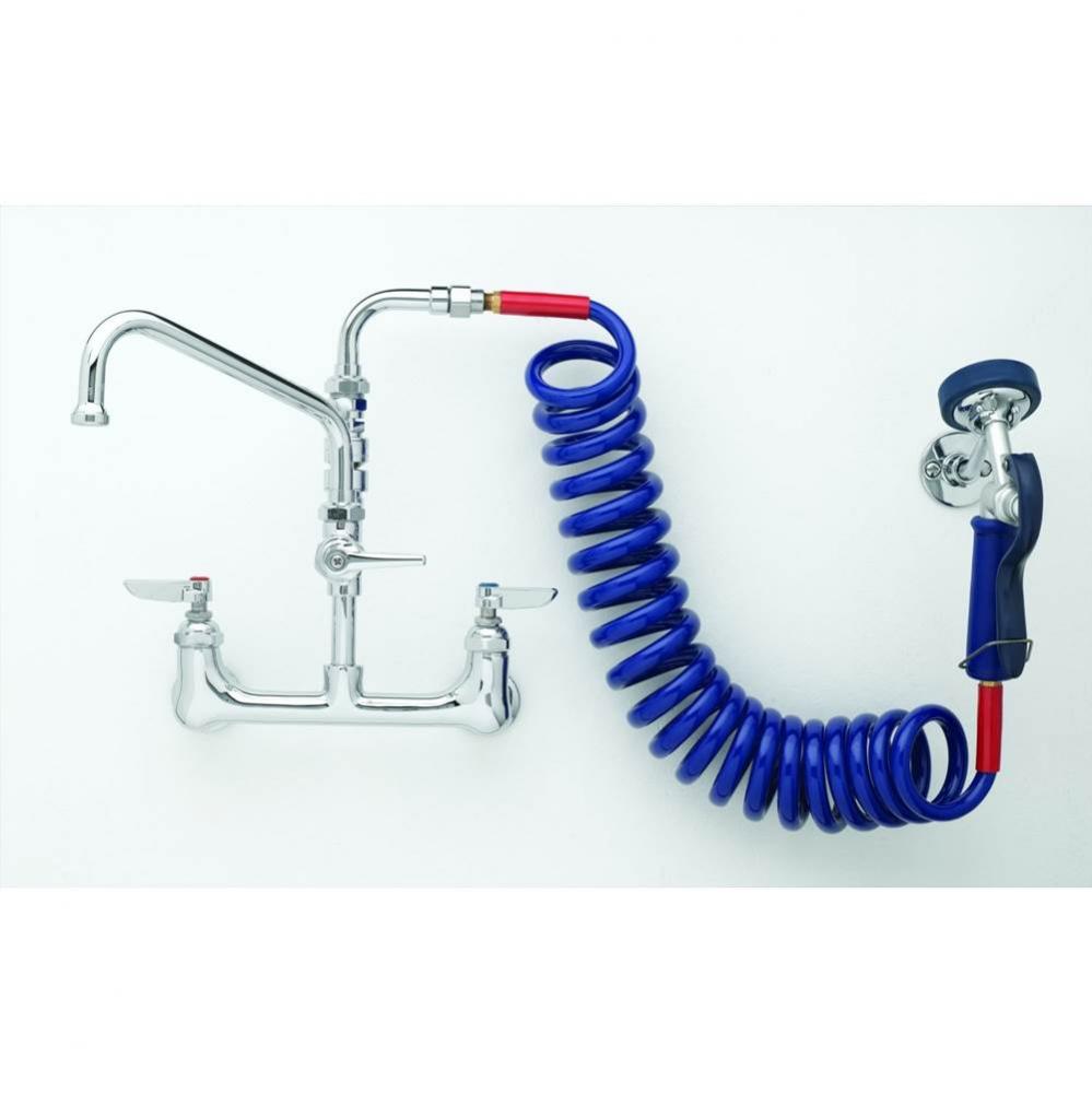 Pet Grooming Faucet, Wall 8'' C/C, Alum. Valve, Coil Hose, 6'' Add-On Faucet,