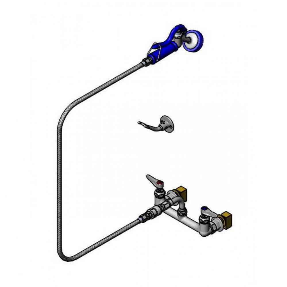 Pet Grooming Faucet, 8'' Wall Mount, Aluminum Spray Valve, Vinyl Hose, Vacuum Breaker