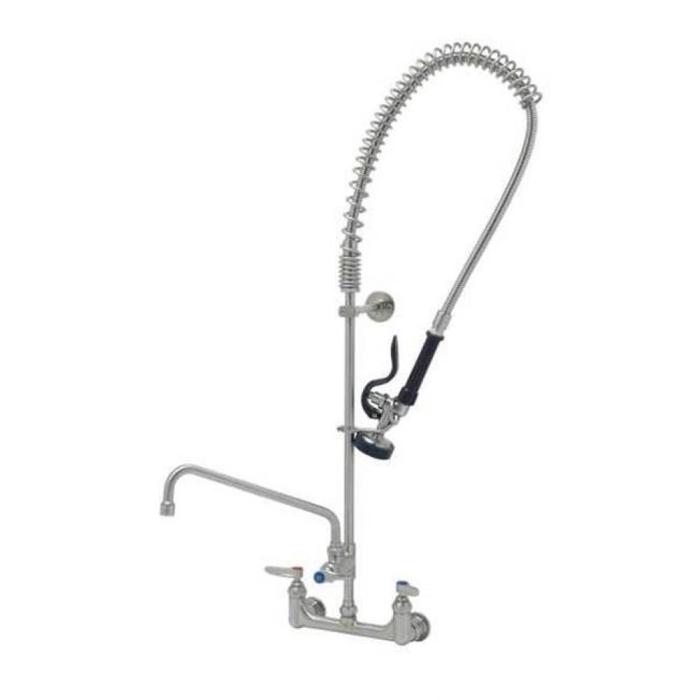 Stainless Steel EasyInstall Pre-Rinse, 8'' Wall Mount, 12'' Add-On Faucet, S-0