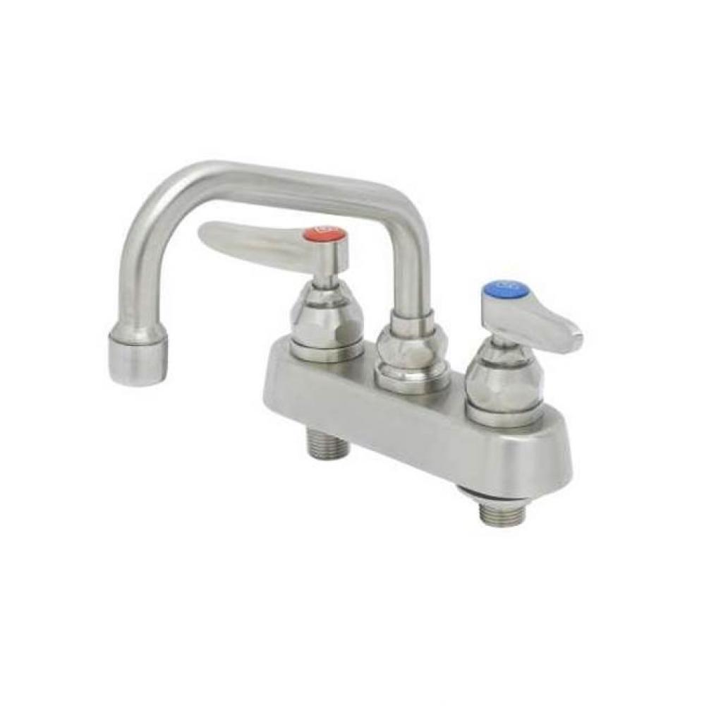 4'' Stainless Steel Deck Mount Workboard Faucet with Stainless Steel Lever Handles and 6