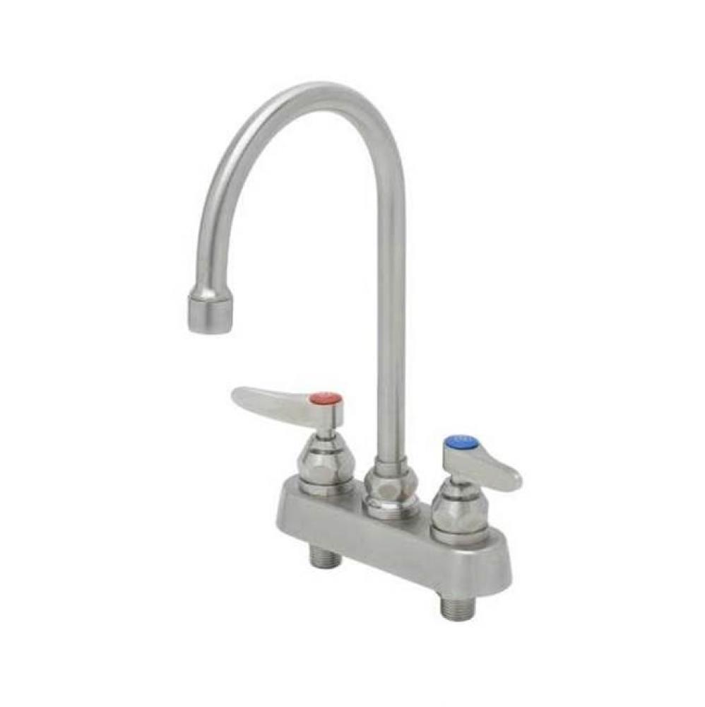 4'' Stainless Steel Deck Mount Workboard Faucet with Stainless Steel Lever Handles, 6&ap