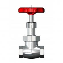 T&S Brass 006647-25 - 1/2'' GLOBE VALVE, ROUGH CHROME PLATED (STANDARD RED HANDLE, UNLESS OTHERWISE SPECIFIED)