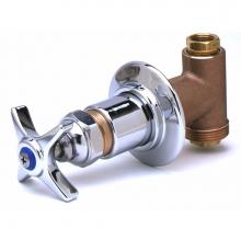 T&S Brass 0RK2 - Shut-Off Control Valve, Adjustable Flange, Concealed Body, 4-Arm Handle, Blue Index