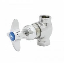 T&S Brass 0RK3 - Shut-Off Control Valve, Exposed Body, 3/8'' NPT Inlet & Outlet, 4-Arm Handle, Blue I