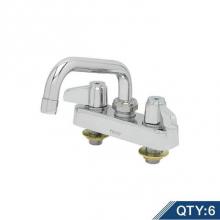 T&S Brass 5F-4CLX06-PQ6 - 4'' Deck Mount Mixing Faucet w/ Ceramic Cartridges, equip Level Handles, 6'' S