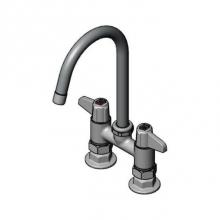 T&S Brass 5F-4DLS05C-F15 - 4'' Deck Mount Mixing Faucet with equip Swivel Gooseneck with 1.5 GPM Aerator