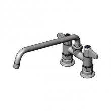 T&S Brass 5F-4DLS12-F15 - 4'' Deck Mount Mixing Faucet with equip Swing Nozzle with 1.5 GPM Aerator