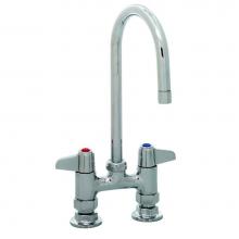 T&S Brass 5F-4DLX05 - Faucet, Deck Mount, 4'' Centers, 5-1/2'' Swivel Gooseneck