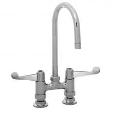 T&S Brass 5F-4DWS05 - 4'' Deck Mount Faucet, 5-1/2'' Swivel Gooseneck, 4'' Wrist Handles,