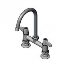 T&S Brass 5F-6DLS05C-F15 - 6'' Deck Mount Mixing Faucet with equip Swivel Gooseneck with 1.5 GPM Aerator