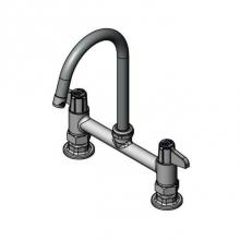 T&S Brass 5F-8DLS05C-F15 - 8'' Deck Mount Mixing Faucet with equip Swivel Gooseneck with 1.5 Aerator