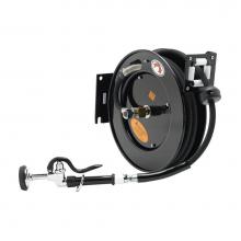 T&S Brass 5HR-242-01-A - Hose Reel, Open, Powder Coated Steel, 50' x 3/8'' ID Hose w/ Spray Valve & Redu