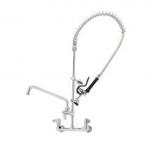 T&S Brass 5PR-8WLS12 - Pre-Rinse, 8'' Wall Mount Base, Ceramas, 12'' Add-On Nozzle, Lever Handles, In