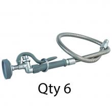 T&S Brass B-0100-M - Spray Valve (B-0107) with 44'' Flexible Stainless Steel Hose (B-0044-H) (Qty. 6)