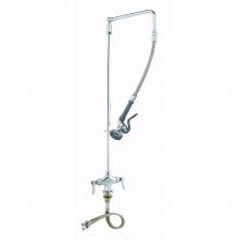 T&S Brass B-0111 - EasyInstall Pre-Rinse: Overhead Swivel Arm, Single Hole Base, Inlet Flex Lines