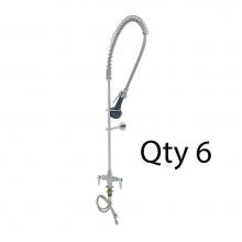 T&S Brass B-0113-B08-M - EasyInstall Pre-Rinse, Spring Action, 18'' Flex Lines, Wall Bracket (Qty. 6)