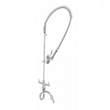 T&S Brass B-0113-CR-BJ-ST - Pre-Rinse Unit: Single Hole Base, Flex Lines, Ceramas, Tee, B-0107-J w/ Swivel, Bracket