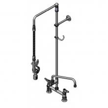 T&S Brass B-0121-12-CRBJ - Pre-Rinse Unit: 8'' Deck Mount Base, Ceramas, 12'' Overhead Swivel Arm, B-0107