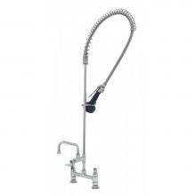 T&S Brass B-0123-A06-08C - EasyInstall Pre-Rinse, Spring Action, 8'' Deck Mount Base, 6'' Add-On Faucet,