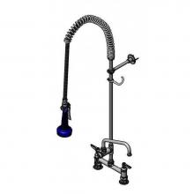 T&S Brass B-0123-A08-B08C - EasyInstall Pre-Rinse, Spring Action, 8'' Deck Mount, 8'' Add-On Fct, Wall Bra