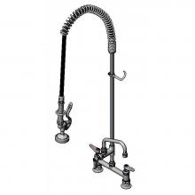 T&S Brass B-0123-ADF06 - EasyInstall Pre-Rinse, Spring Action, Deck Mount, 8'' Centers, 6'' Add-On Fauc