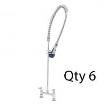 T&S Brass B-0123-B08-M - EasyInstall Pre-Rinse, Spring Action, Deck Mount Base, 8'' Centers, Wall Bracket (Qty. 6