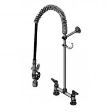 T&S Brass B-0123-CR-BC - EasyInstall Pre-Rinse, Deck Mount, 8'' Centers, Cerama Cartridges, Low-Flow Spray Valve