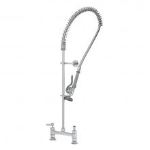 T&S Brass B-0123-CR-B - EasyInstall Pre-Rinse Unit, Deck Mount, 8'' Centers, Cerama Cartridges, Wall Bracket