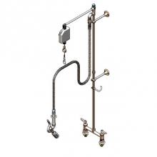 T&S Brass B-0128 - Pre-Rinse, Balancer, Deck Mount Base, 8'' Centers, Angled Low Flow Valve, 2 Wall Brkt&ap