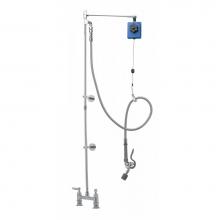 T&S Brass B-0128 - Pre-Rinse, Balancer, Deck Mount Base, 8'' Centers, Angled Low Flow Valve, 2 Wall Brkt&ap