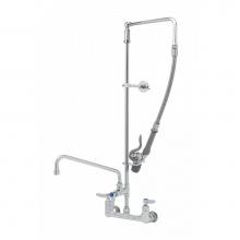 T&S Brass B-0131-ADF12-BC - 8'' Wall Mount Pre-Rinse, B-0107-C Spray Valve, Add-on Faucet & 12'' Swing