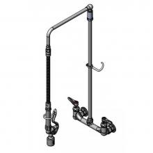 T&S Brass B-0131-C - Pre-Rinse, Overhead Swivel Arm, Wall Mount Base, 8'' Centers, Low Flow Spray Valve