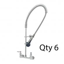 T&S Brass B-0133-08-M - EasyInstall Pre-Rinse, Spring Action, Wall Mount Base, 8'' Centers (Qty. 6)