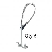 T&S Brass B-0133-08C-M - EasyInstall Pre-Rinse, Spring Action, Wall Mount Base, 8'' Centers (Qty. 6)