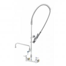 T&S Brass B-0133-12CRVBCE - Pre-Rinse, 8''c/c Wall Mount, Add-On Faucet, B-0230-K, B-0107-C, Vacuum Breaker, Ceramas