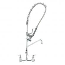 T&S Brass B-0133-ADF12-B - EasyInstall Pre-Rinse Unit: Spring Action, 8'' Wall Mount, 12'' Add-On Faucet,